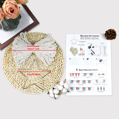 Macrame Kit Star Dreamcatcher Weaving Kit | Bohemian Style | Minimalist & Elegant | Bedroom/Window Decor | Beginner-Friendly