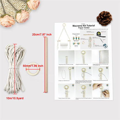 Macrame Kit Toilet Paper Holder Weaving Kit | Bohemian Style | Dual-Use: Paper/Spool Holder | High Style | Beginner-Friendly