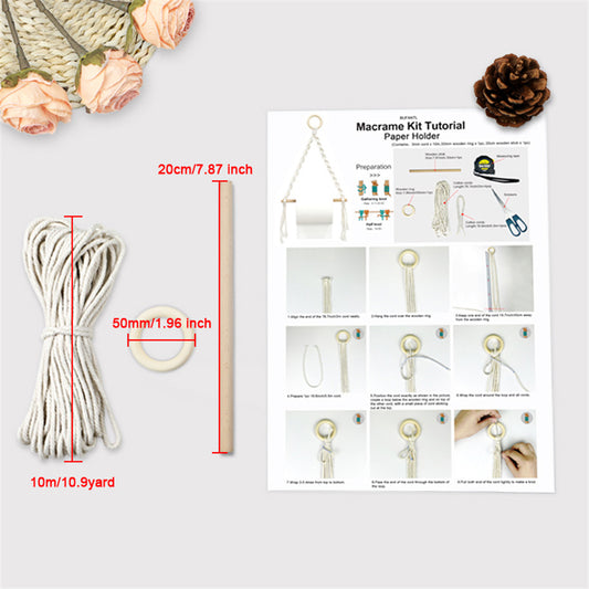 Macrame Kit Toilet Paper Holder Weaving Kit | Bohemian Style | Dual-Use: Paper/Spool Holder | High Style | Beginner-Friendly