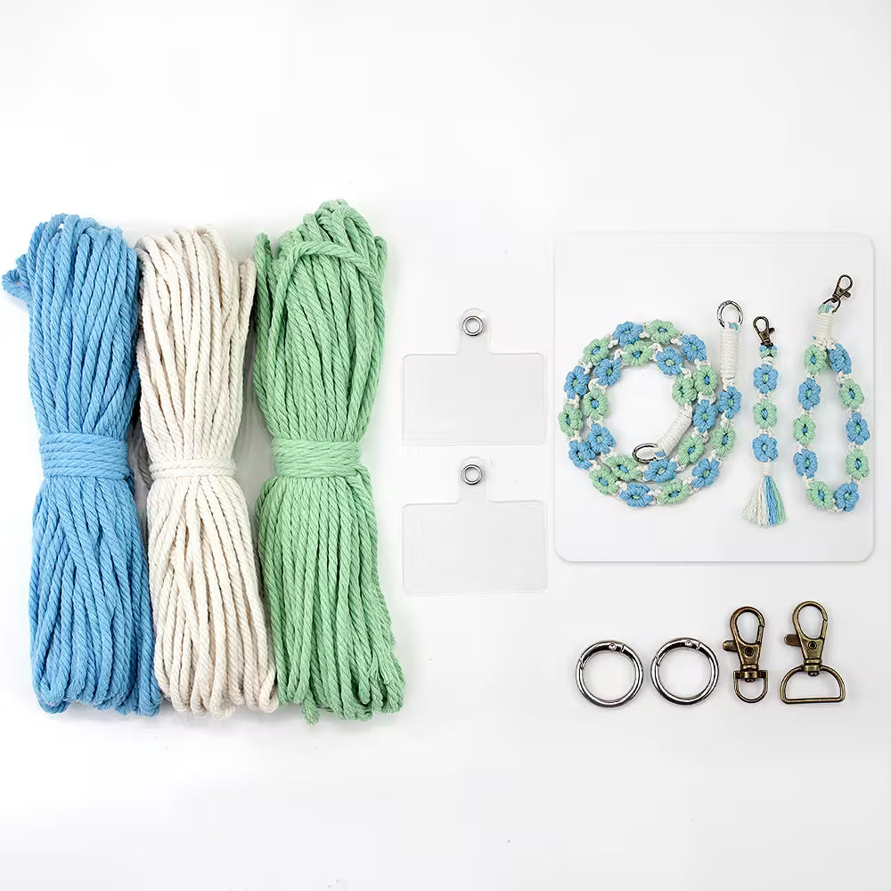 Macrame Kit for Beginners, Boho Daisy Macrame 3Pcs DIY Kit for Keychain & Handmade Gifts