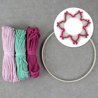 Macrame Kit Mandala Ring Macrame Kit | 3-Color Combination | Bedroom/Living Room Decor | Beginner-Friendly | DIY Gift