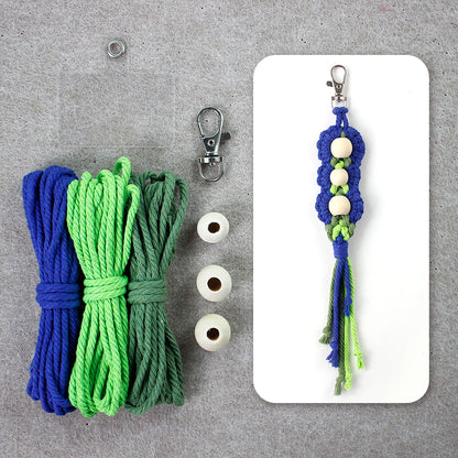 Wood Bead Fringe Keychain Weaving Kit Macrame Kit | Multi-Colors | Exquisite Design | Phone Pendant/Keychain | Beginner DIY Set
