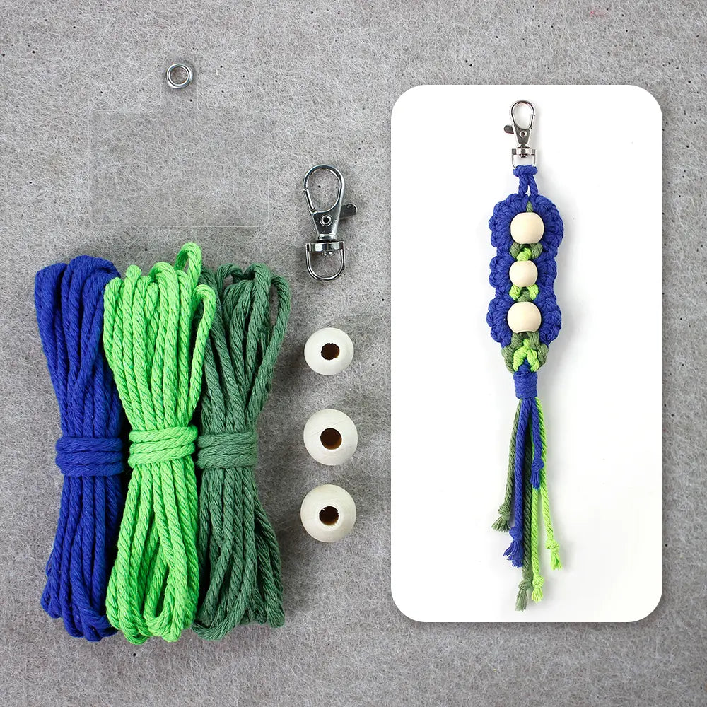 Macrame Kit for Beginners | DIY Wooden‑Bead Macrame Keychain Craft Kit