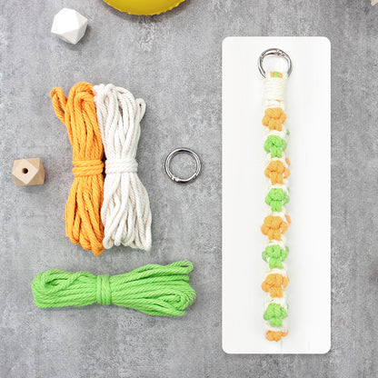 Macrame Kit Cute Cat Paw Wristband Keychain Weaving Kit | Multi-Colors | 2-Tone Pattern | Anti-Lost Strap/Bag Charm | Beginner-Friendly