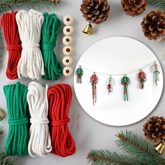 Macrame Kit Christmas Tassel Tree Banner DIY Set - Beginner-Friendly, Layered Coil Design, Home Living Room/Christmas Tree Decoration, Holiday Handmade Gift, Christmas Banner Decoration