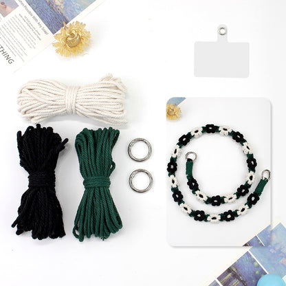 Macrame Kit Daisy Phone Lanyard Weaving Kit | Multi-Colors | Spaced-Color Daisy Pattern | Camera Lanyard/Anti-Lost Strap | Beginner-Friendly