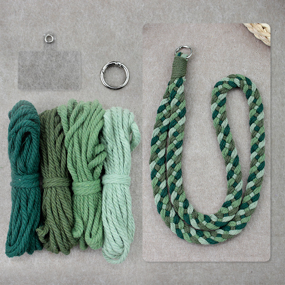 4-Strand Braid Lanyard/Keychain Weaving Kit Macrame Kit | Multi-Colors | Simple Elegant | Anti-Lost Strap/Bag Charm | Beginner DIY Set