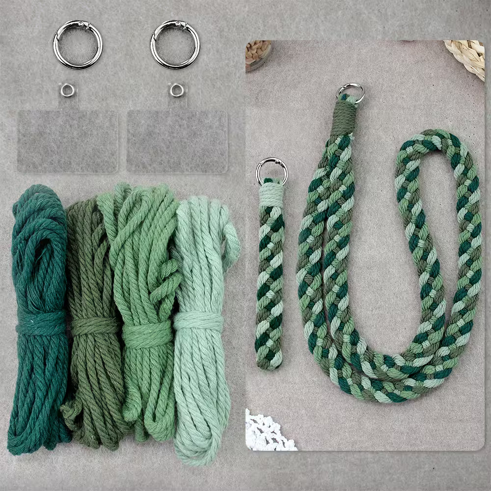Macrame Kit for Beginners, Boho 2Pcs Braid Keychain & Lanyard DIY Craft Kit