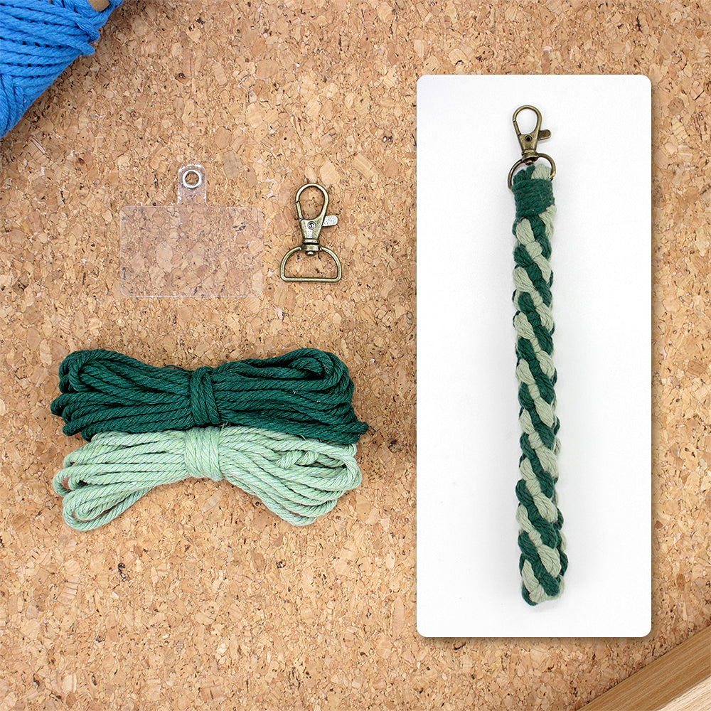 Macrame Kit Diagonal Half-Knot Keychain Weaving Kit | Multi-Colors (Gradient/Contrast) | 2-Color Wrapping | Wristband/Anti-Lost Strap | Beginner-Friendly