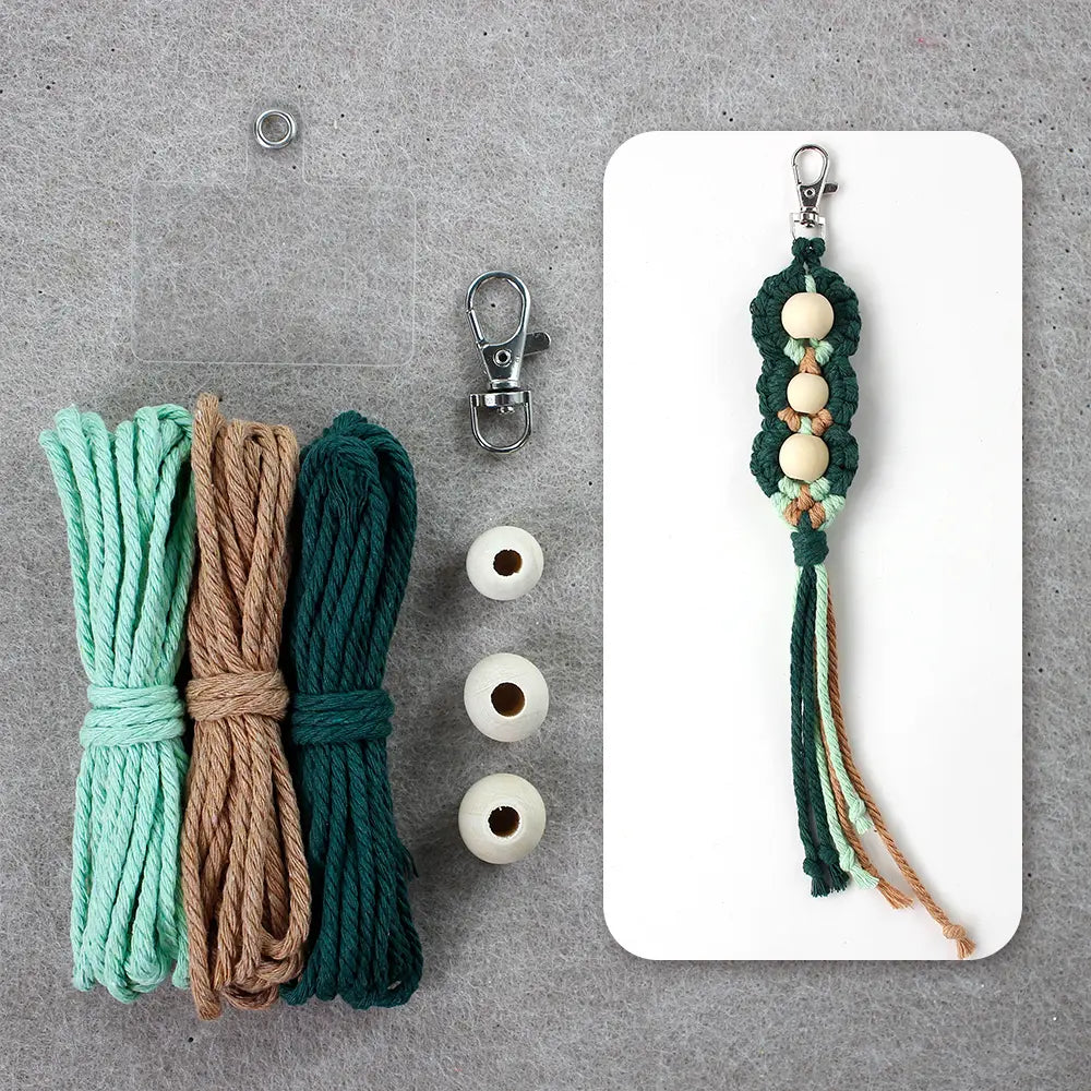 Macrame Kit for Beginners | DIY Wooden‑Bead Macrame Keychain Craft Kit