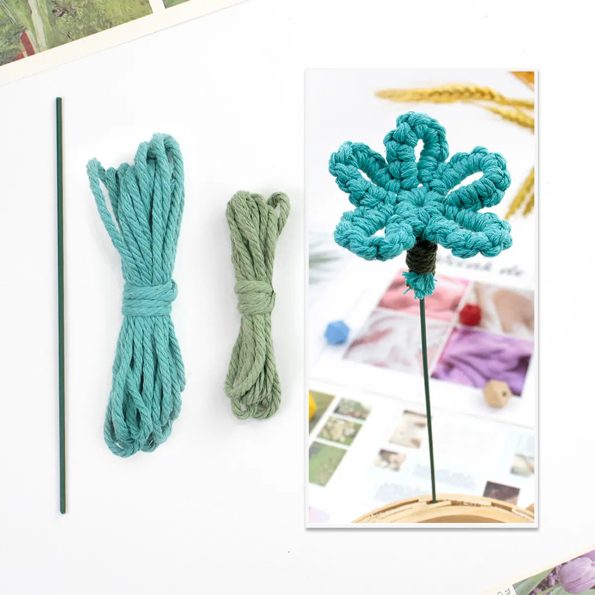 Macrame Kit for Beginners | Hand Woven Flower DIY Set with Weaving Tutorial