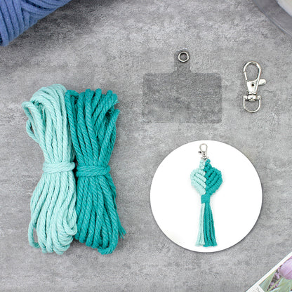 Macrame Keychain DIY Kit - Heart-Shaped Handmade Weaving Supplies with English Tutorial | Craft Set