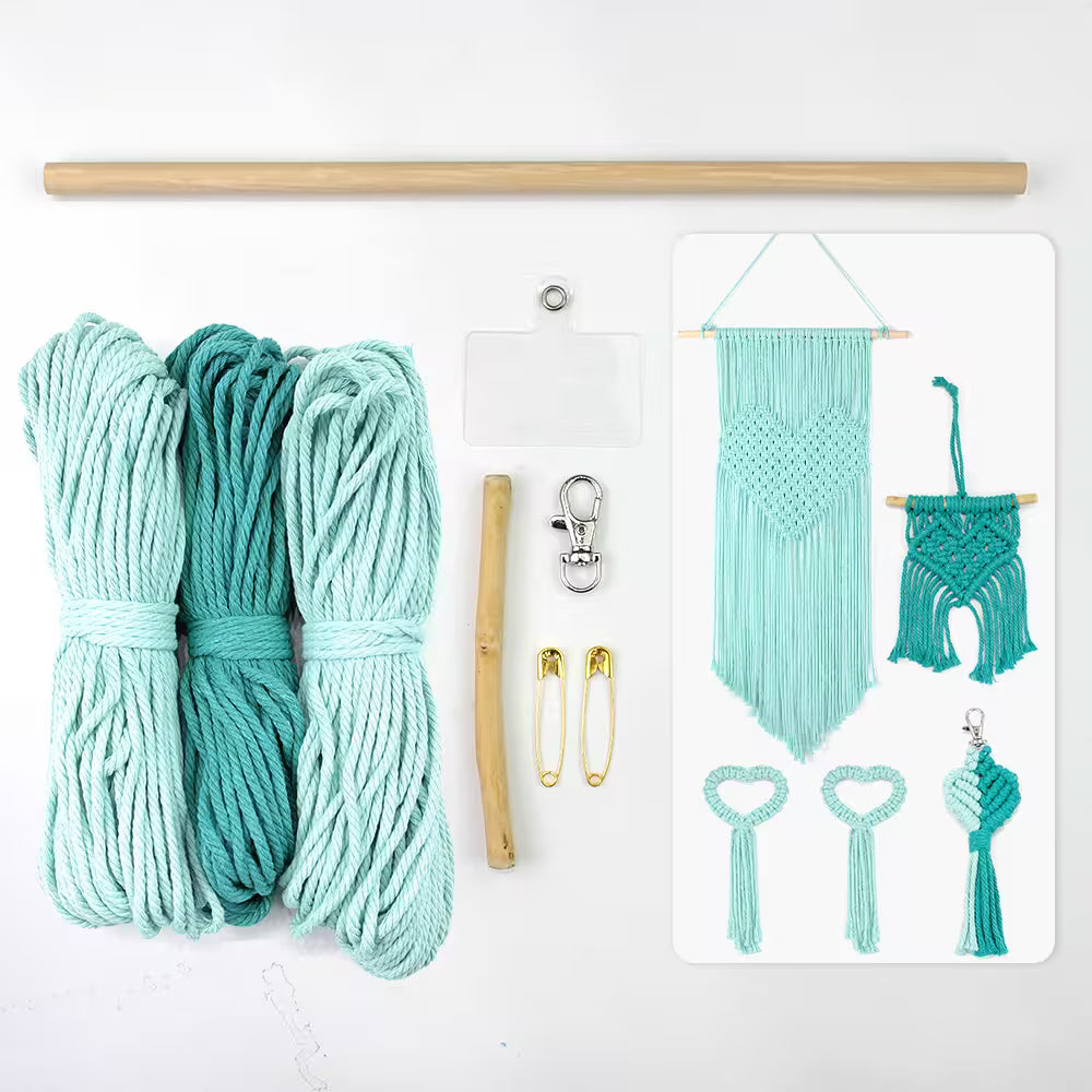 Macrame Kit for Beginners, Boho Heart DIY Craft Kit, Make 5 Heart Macrame Ornaments