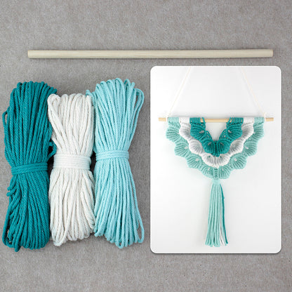 Macrame Kit Shell Tapestry Weaving Kit | 3-Color 3-Layer Gradient | Shell Links | Bedroom/Living Room Decor | Beginner-Friendly