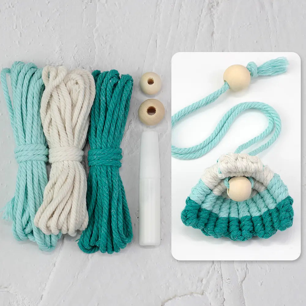 Macrame Kit for Beginners, Boho Shell Bookmark DIY Craft Kit, Vintage Ethnic Hand‑Woven Accessory Making Set