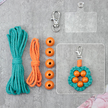 Wood Bead Flower Keychain Weaving Kit Macrame Kit | Multi-Colors | Cute Vitality | Bag Charm/Keychain | Beginner DIY Set