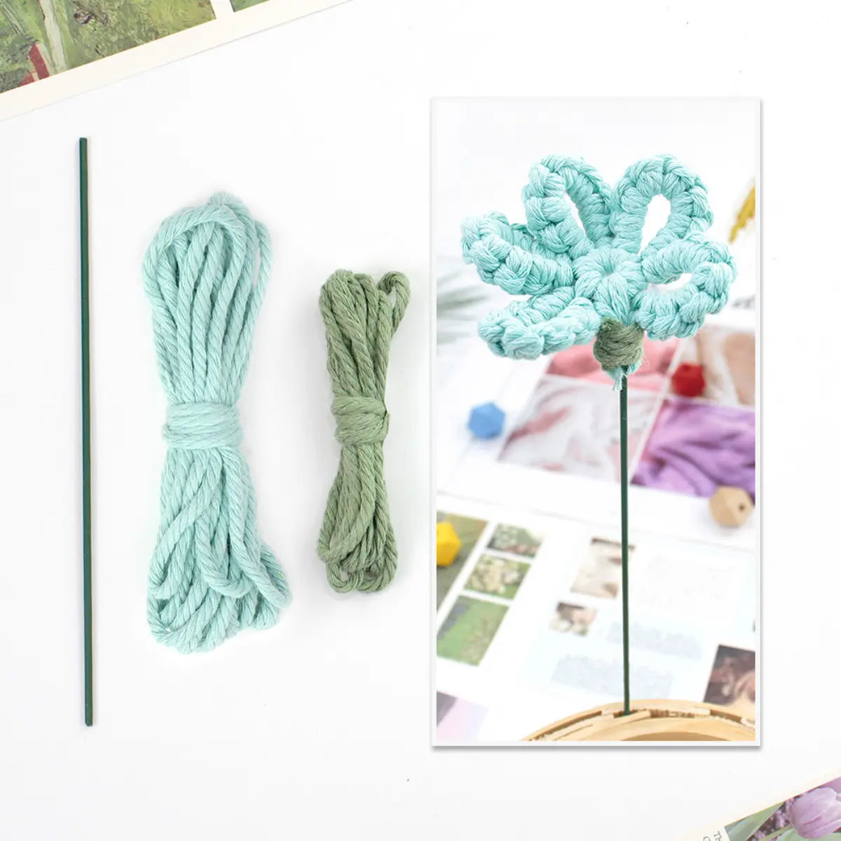 Macrame Kit for Beginners | Hand Woven Flower DIY Set with Weaving Tutorial