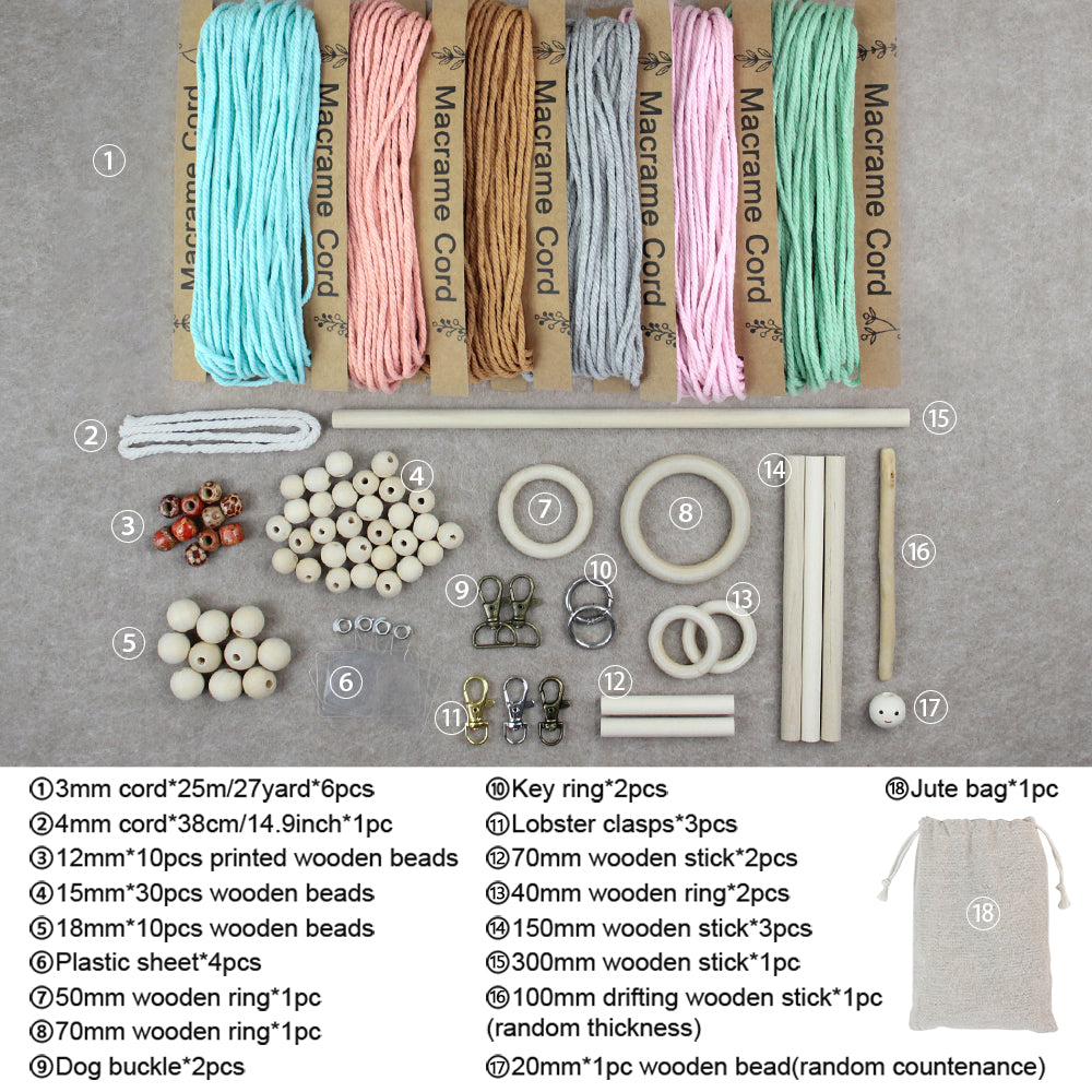Gift Boxed Macrame DIY Kit - All-in-One Weaving Set with English Tutorial | Handmade Craft Gift Bundle