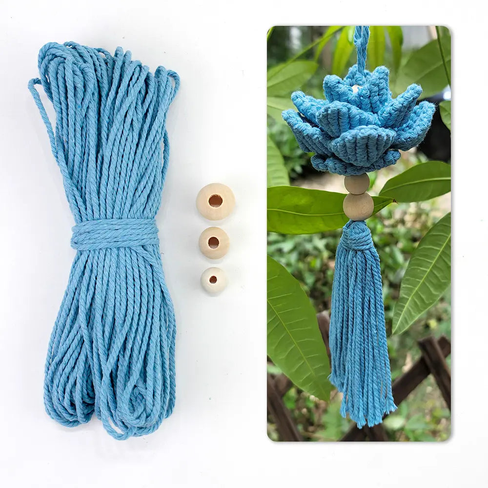 Macrame Kit for Beginners, Boho Lotus Hanging Ornament DIY Kit, Vintage Ethnic Hand‑Woven Craft Set