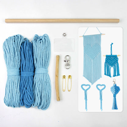 Macrame Kit Heart Series 4-Piece Combo Kit | Tassel Heart Tapestry/Keychain/Napkin Ring | Bohemian Style | Beginner Weaving