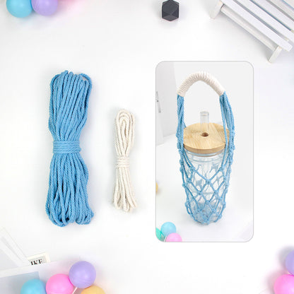 Hollow Cup Sleeve Weaving Kit Macrame Kit | 2-Color Weaving | Multi-Cup Fit | Anti-Chafing | DIY Gift| Beginner-Friendly