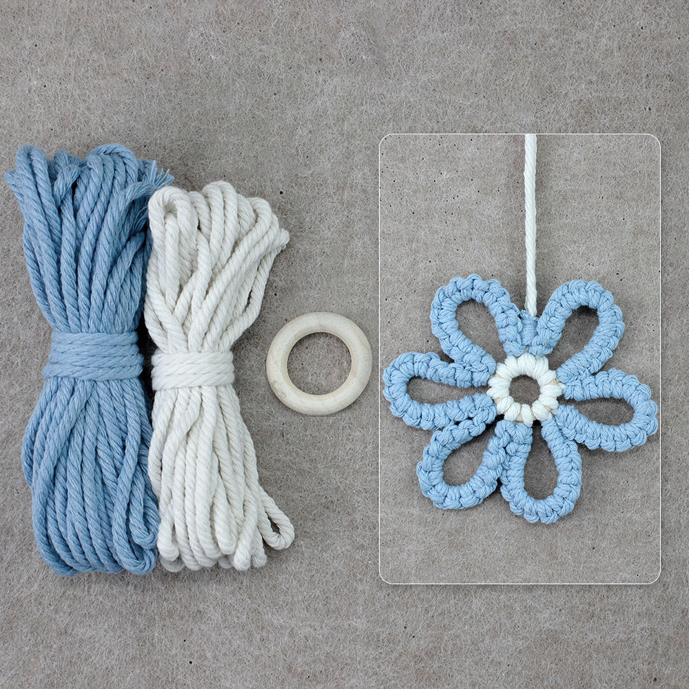 Six-Petal Flower Macrame DIY Kit - Polyester-Cotton Weaving Supplies with English Tutorial | Handmade Craft Set