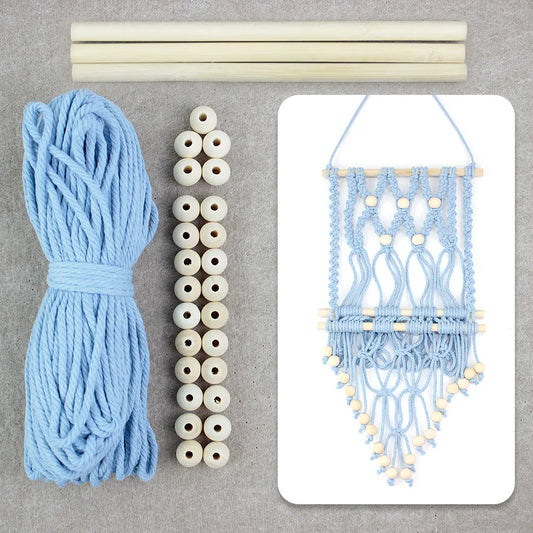 Macrame Kit for Beginners, Boho Hanging Bookshelf DIY Craft Kit, Vintage Ethnic Storage Home Decor Set