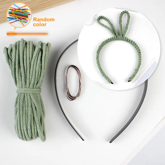 Macrame Kit for Beginners, Boho Bunny‑Ear Hair Clip DIY Kit, Vintage Party Hair Decor