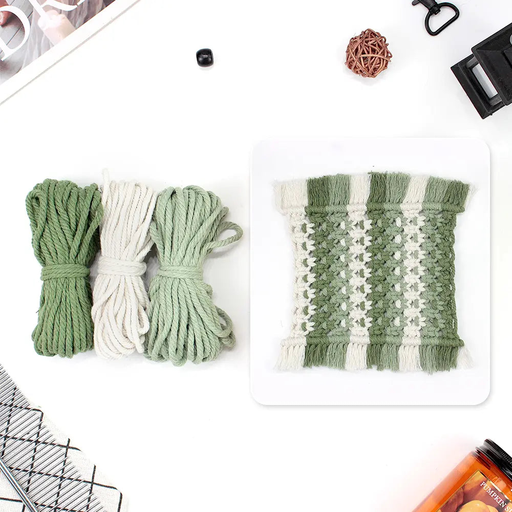 Macrame Kit for Beginners, Boho Square Coaster DIY Kit, Table Home Decor Gift