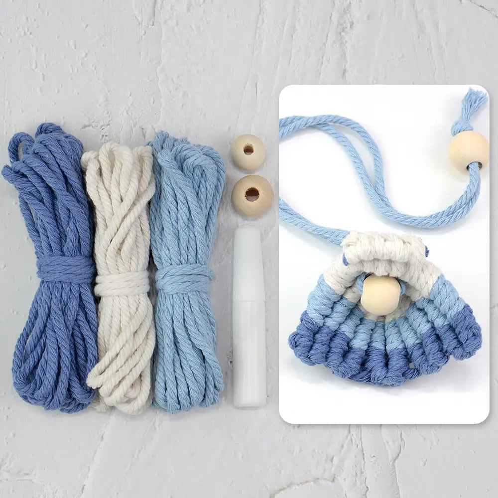 Macrame Kit for Beginners, Boho Shell Bookmark DIY Craft Kit, Vintage Ethnic Hand‑Woven Accessory Making Set