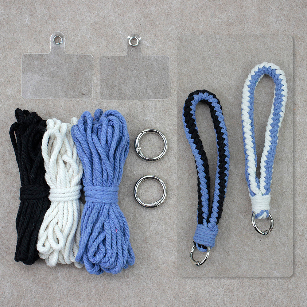 8-Strand Bracelet/Keychain Weaving Kit Macrame Kit | Multi-Contrast Colors | Phone Pendant/Bracelet | Beginner DIY Set