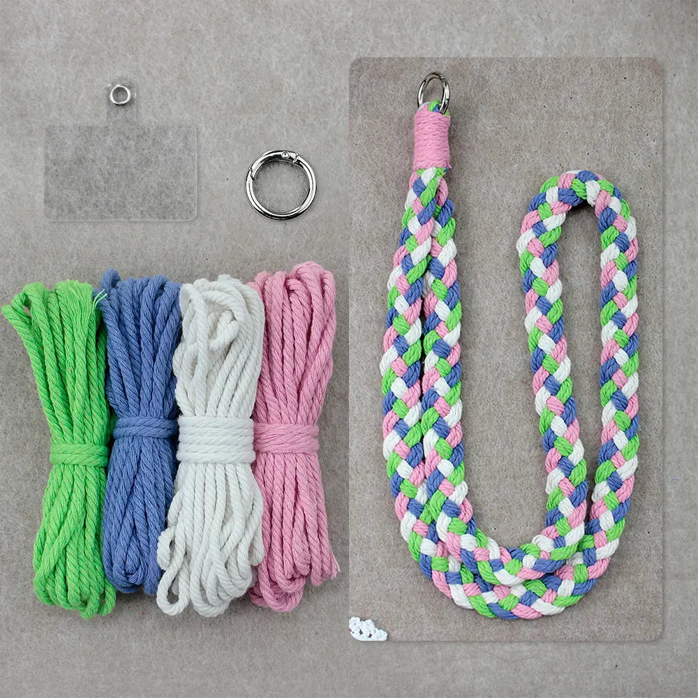 Macrame Kit for Beginners | DIY Four‑Strand Braid Colorful Macrame Lanyard Craft Kit