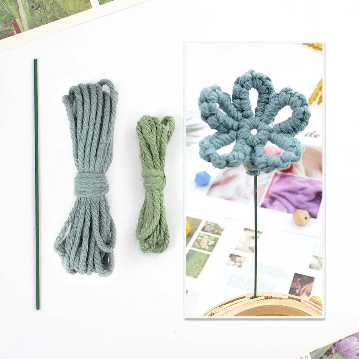 Macrame Kit for Beginners | Hand Woven Flower DIY Set with Weaving Tutorial