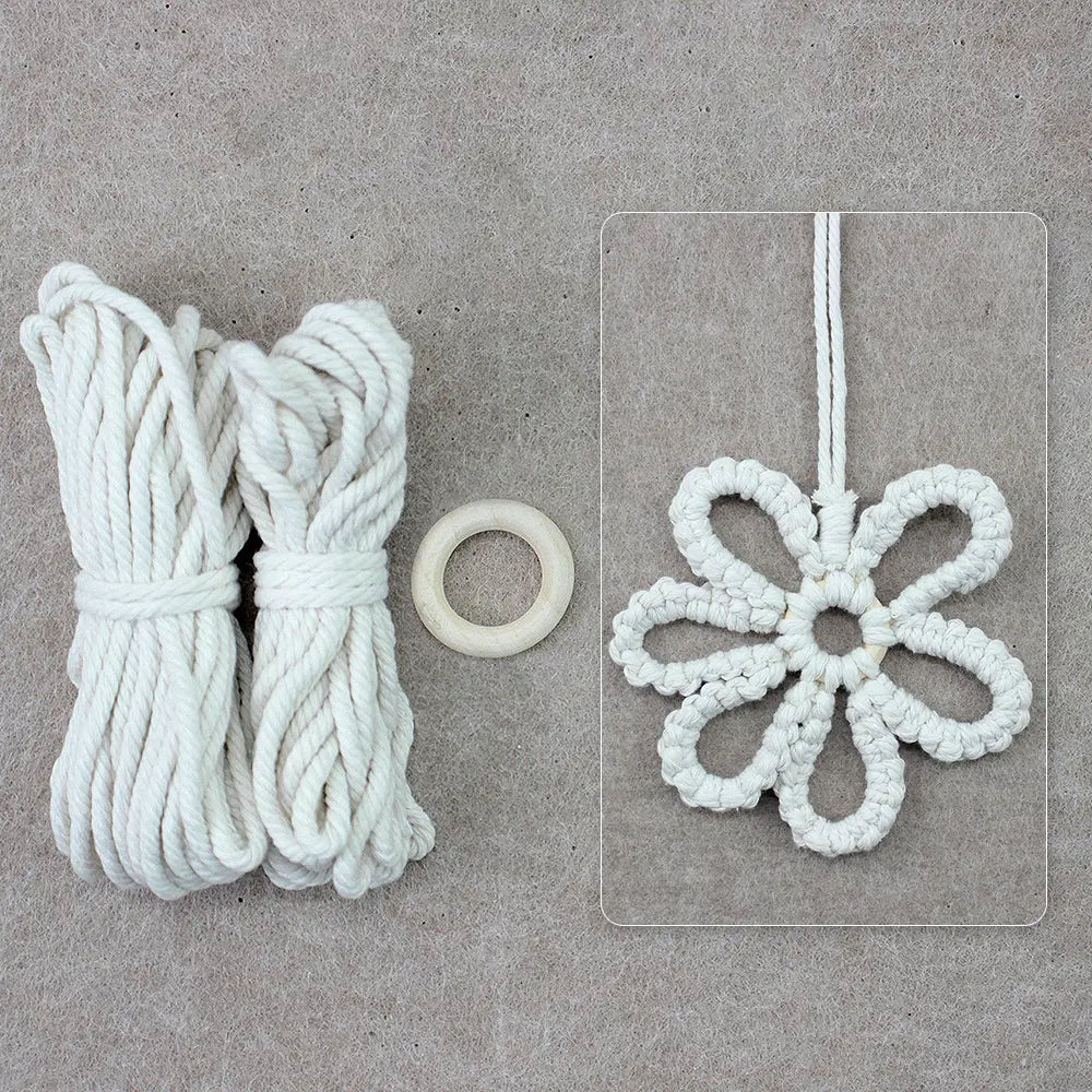 Macrame Kit for Beginners | DIY Six-Petal Flower Woven Ornament Kit