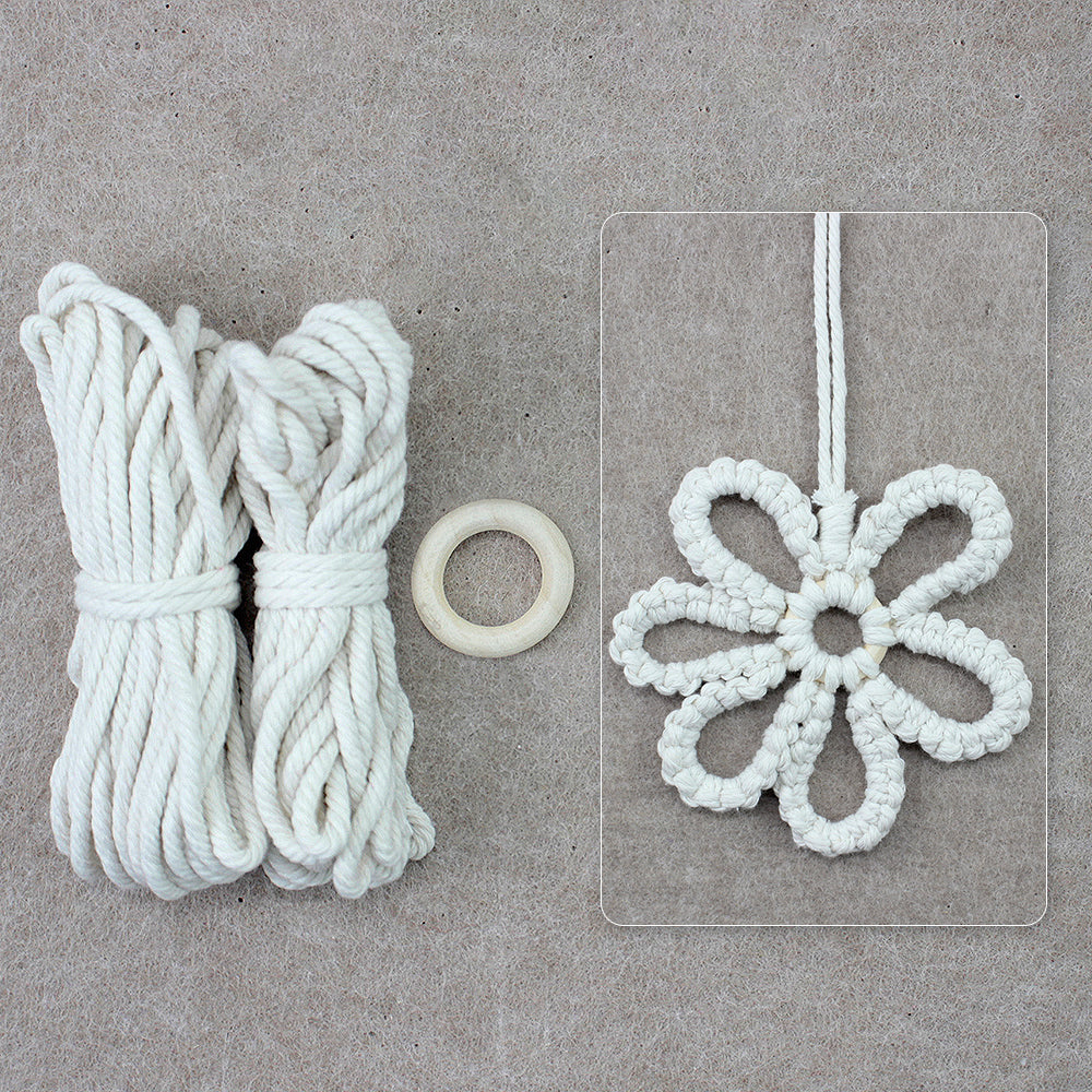 Six-Petal Flower Macrame DIY Kit - Polyester-Cotton Weaving Supplies with English Tutorial | Handmade Craft Set