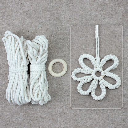 Six-Petal Flower Macrame DIY Kit - Polyester-Cotton Weaving Supplies with English Tutorial | Handmade Craft Set