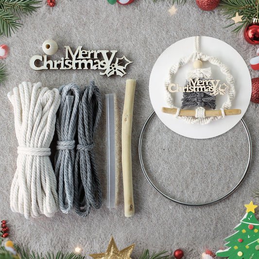 Gradient Christmas tree wreath weaving pendant material kit, macrame kit, Christmas decoration for cars, DIY accessories for bags, home holiday decorations for beginners