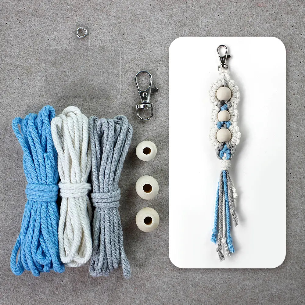 Macrame Kit for Beginners | DIY Wooden‑Bead Macrame Keychain Craft Kit