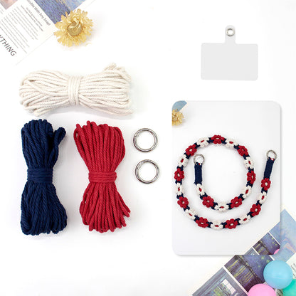 Macrame Kit Daisy Phone Lanyard Weaving Kit | Multi-Colors | Spaced-Color Daisy Pattern | Camera Lanyard/Anti-Lost Strap | Beginner-Friendly