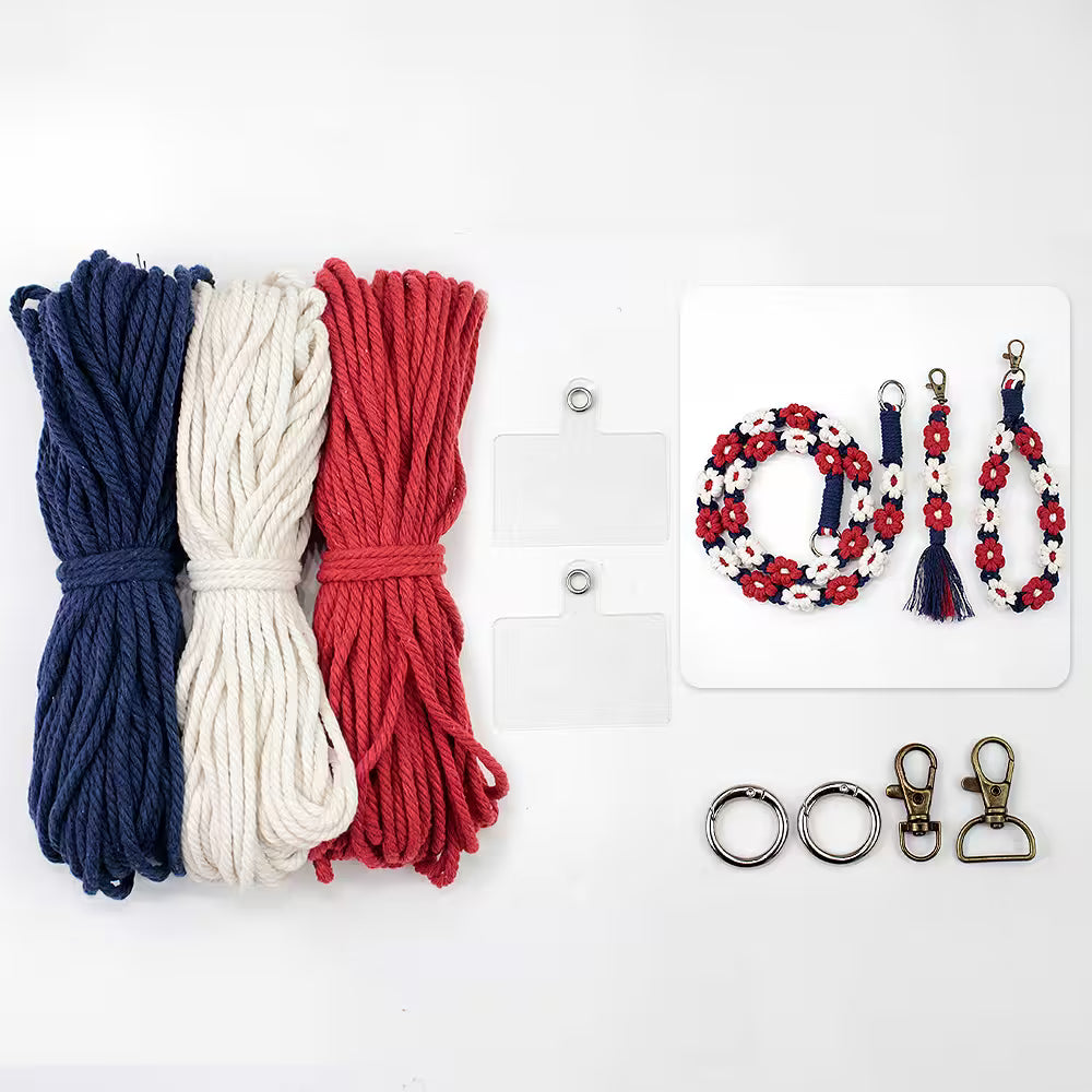 Macrame Kit for Beginners, Boho Daisy Macrame 3Pcs DIY Kit for Keychain & Handmade Gifts