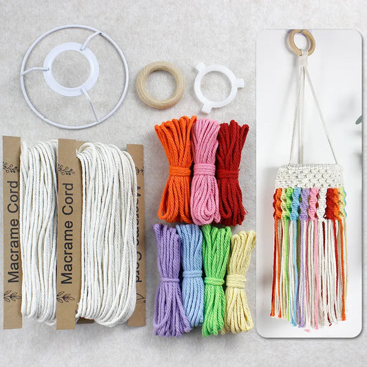 Macrame Kit for Beginners, Boho Colorful Lampshade DIY Kit, Vintage Home Lighting Decor