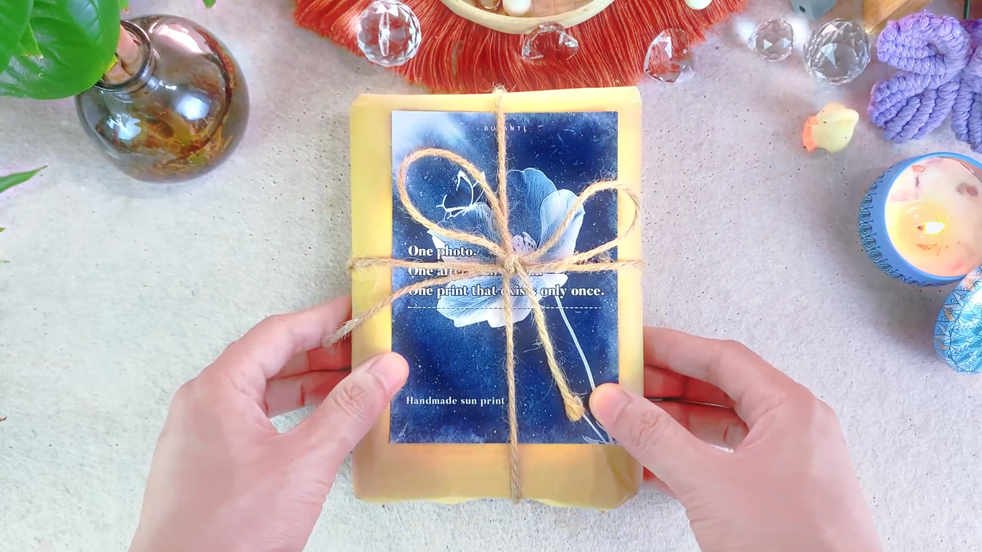 Wrapped cyanotype sun print craft kit, handmade sun printing DIY art set