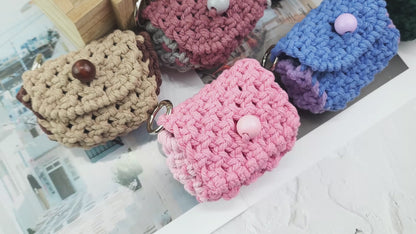 Square Earphone Bag Weaving Kit Macrame Kit | Bead Buckle Anti-Drop | Multi-Storage Use | DIY Gift | Beginner-Friendly