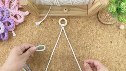 Six-Petal Flower Macrame DIY Kit - Polyester-Cotton Weaving Supplies with English Tutorial | Handmade Craft Set