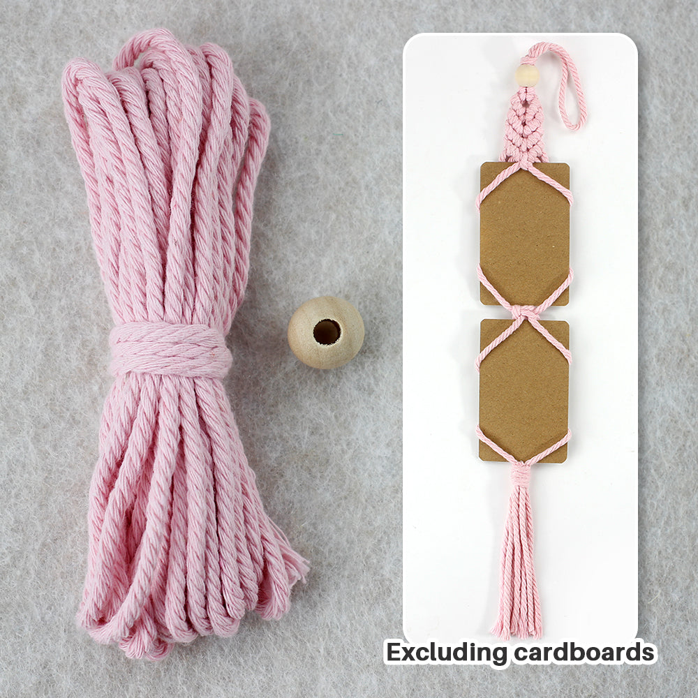 Macrame Kit for Beginners, Bohemian Woven Photo Frame Hanger, Polyester Fiber Handmade Polaroid Display Holder, DIY Craft Kit for Aesthetic Wall Decor, Car Pendant & Gift