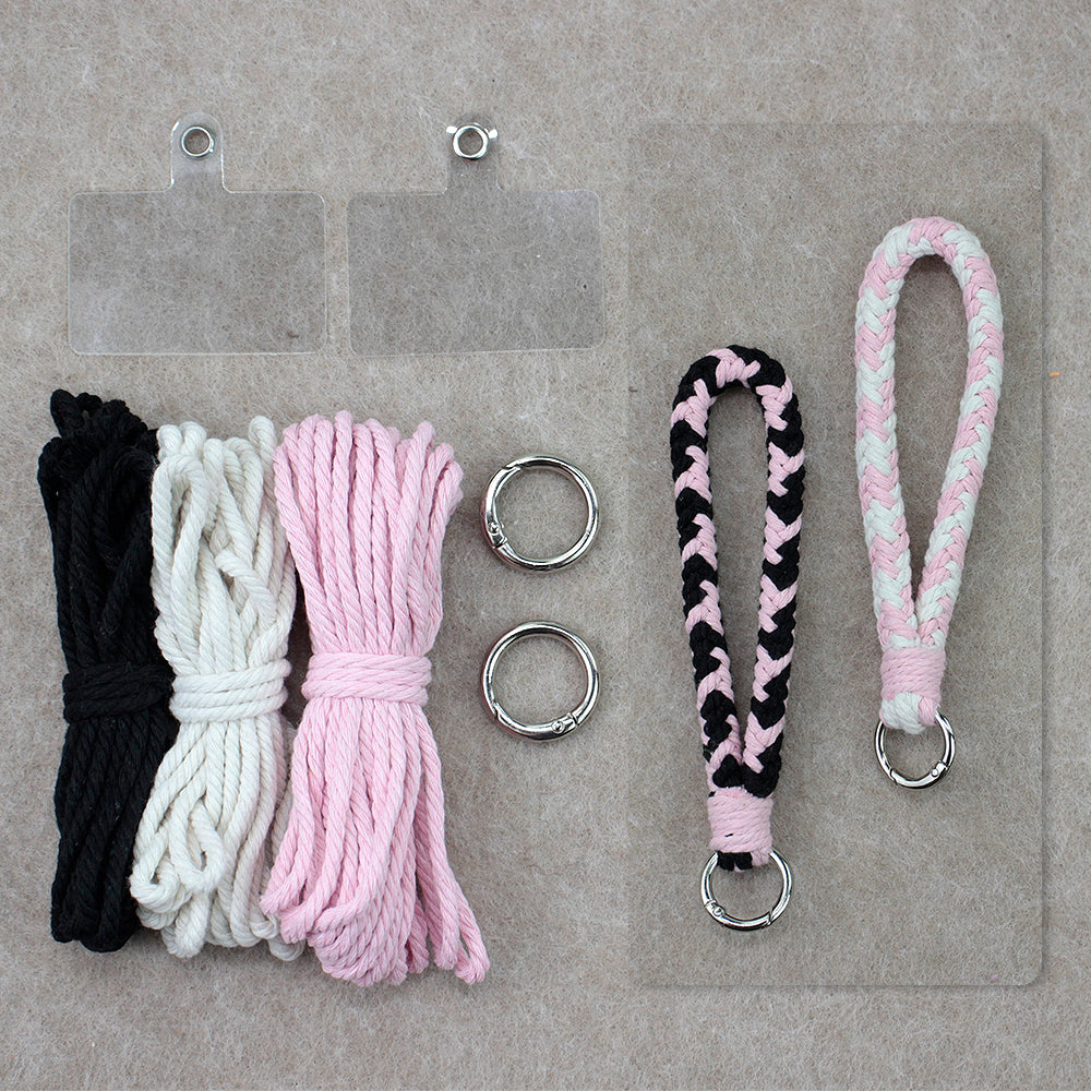 8-Strand Bracelet/Keychain Weaving Kit Macrame Kit | Multi-Contrast Colors | Phone Pendant/Bracelet | Beginner DIY Set