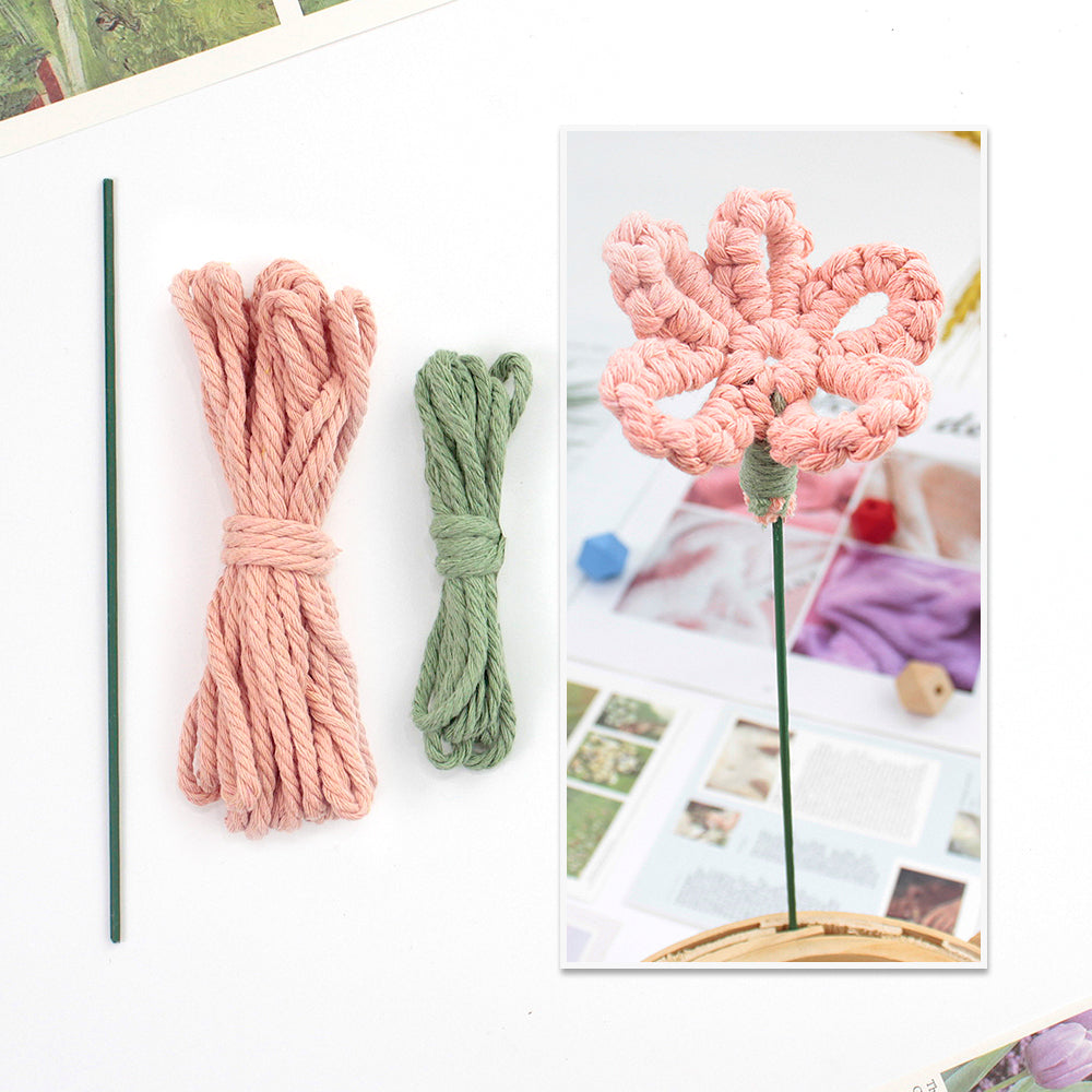 Handmade Flower Macrame DIY Kit - All-in-One Weaving Supplies with English Tutorial | Craft Set