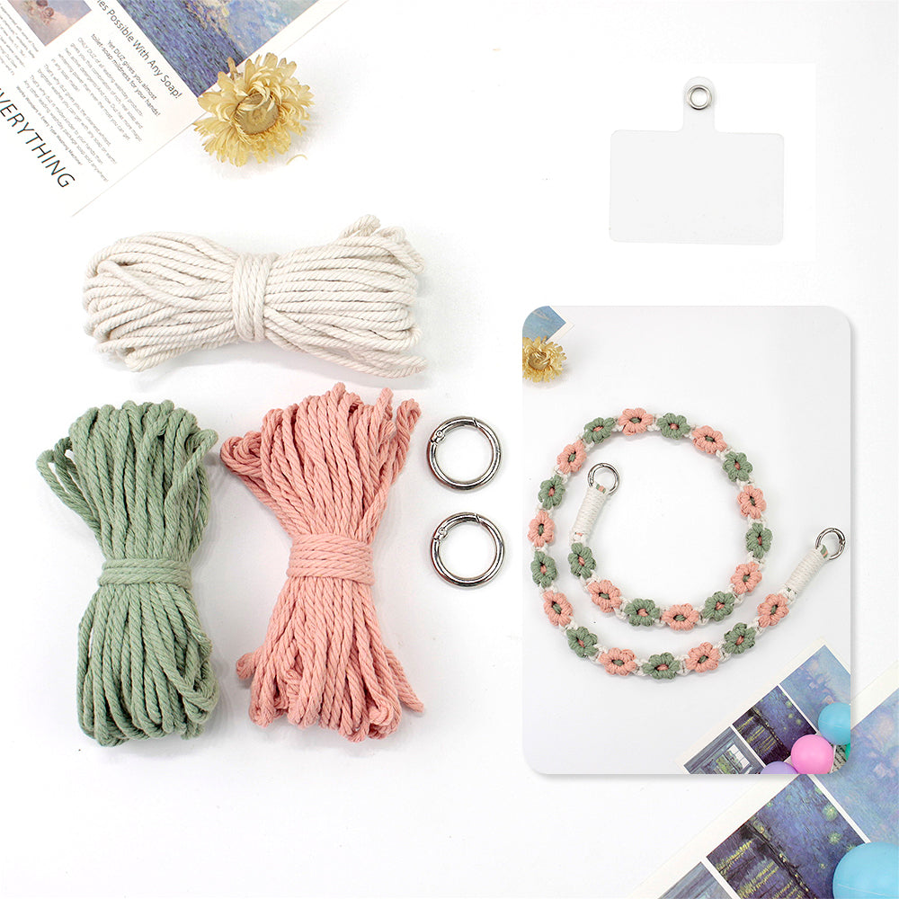 Macrame Kit Daisy Phone Lanyard Weaving Kit | Multi-Colors | Spaced-Color Daisy Pattern | Camera Lanyard/Anti-Lost Strap | Beginner-Friendly