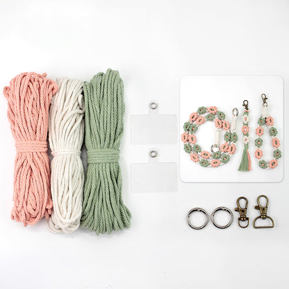 Macrame Kit Daisy Keychain Wristband Lanyard Combo Kit | Contrast/Fresh Colors | Anti-Lost String | Beginner Weavinggift wrapping