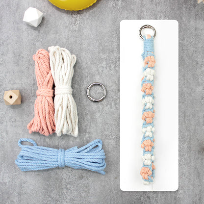 Macrame Kit Cute Cat Paw Wristband Keychain Weaving Kit | Multi-Colors | 2-Tone Pattern | Anti-Lost Strap/Bag Charm | Beginner-Friendly